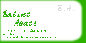 balint apati business card