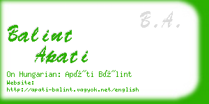 balint apati business card